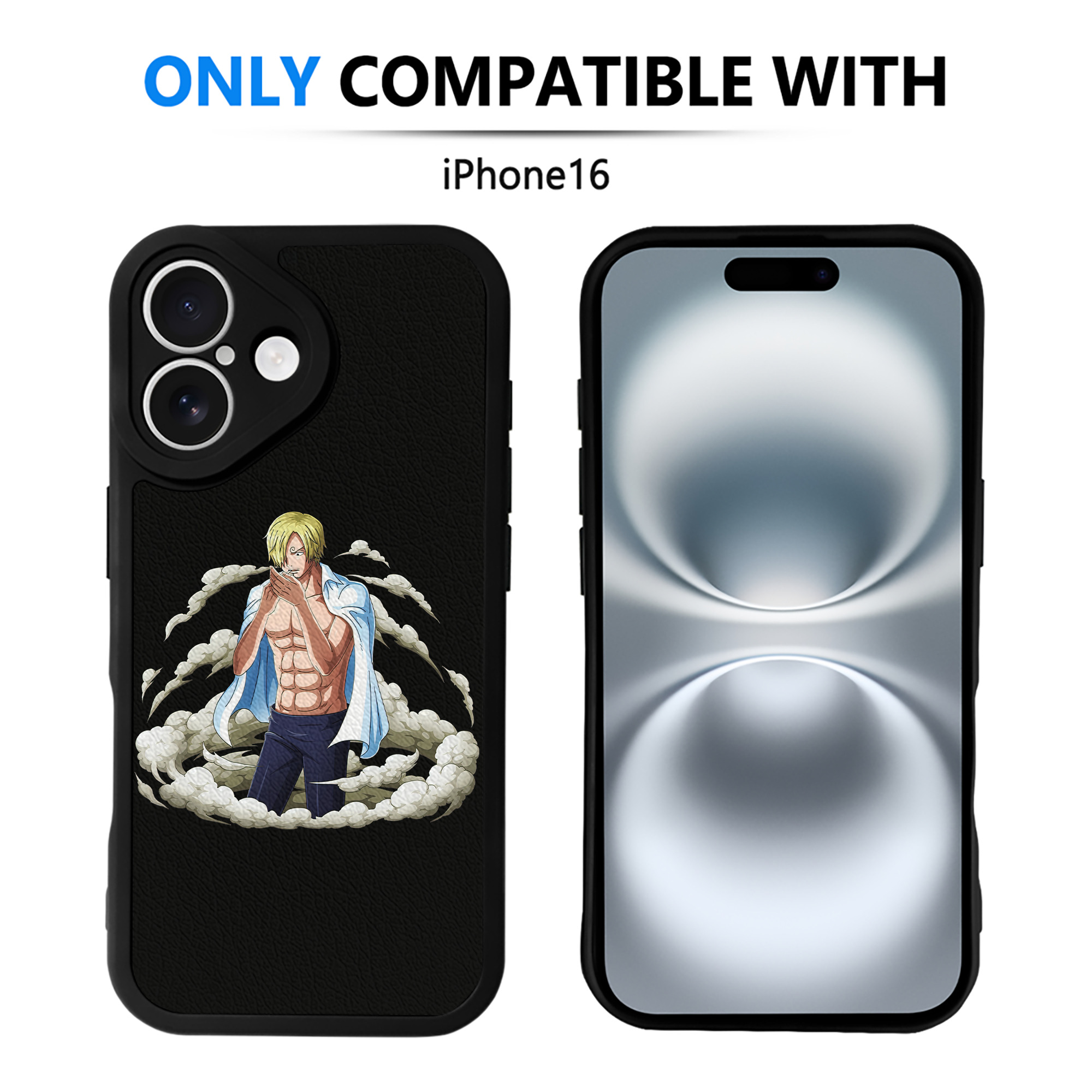（画像用） ワンピース サンジ ONE PIECE Sanji 【iPhone 16シリーズ対応】シリコンスマホケース（レザー調） 材質：シリコン